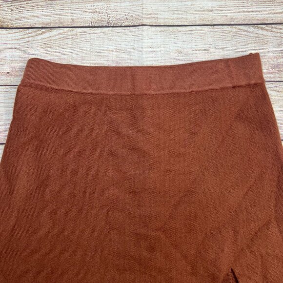 NWT Mable Women's Medium Brown Rust Knit Mini Skirt A-Line Flowy Pleated - Picture 9 of 9